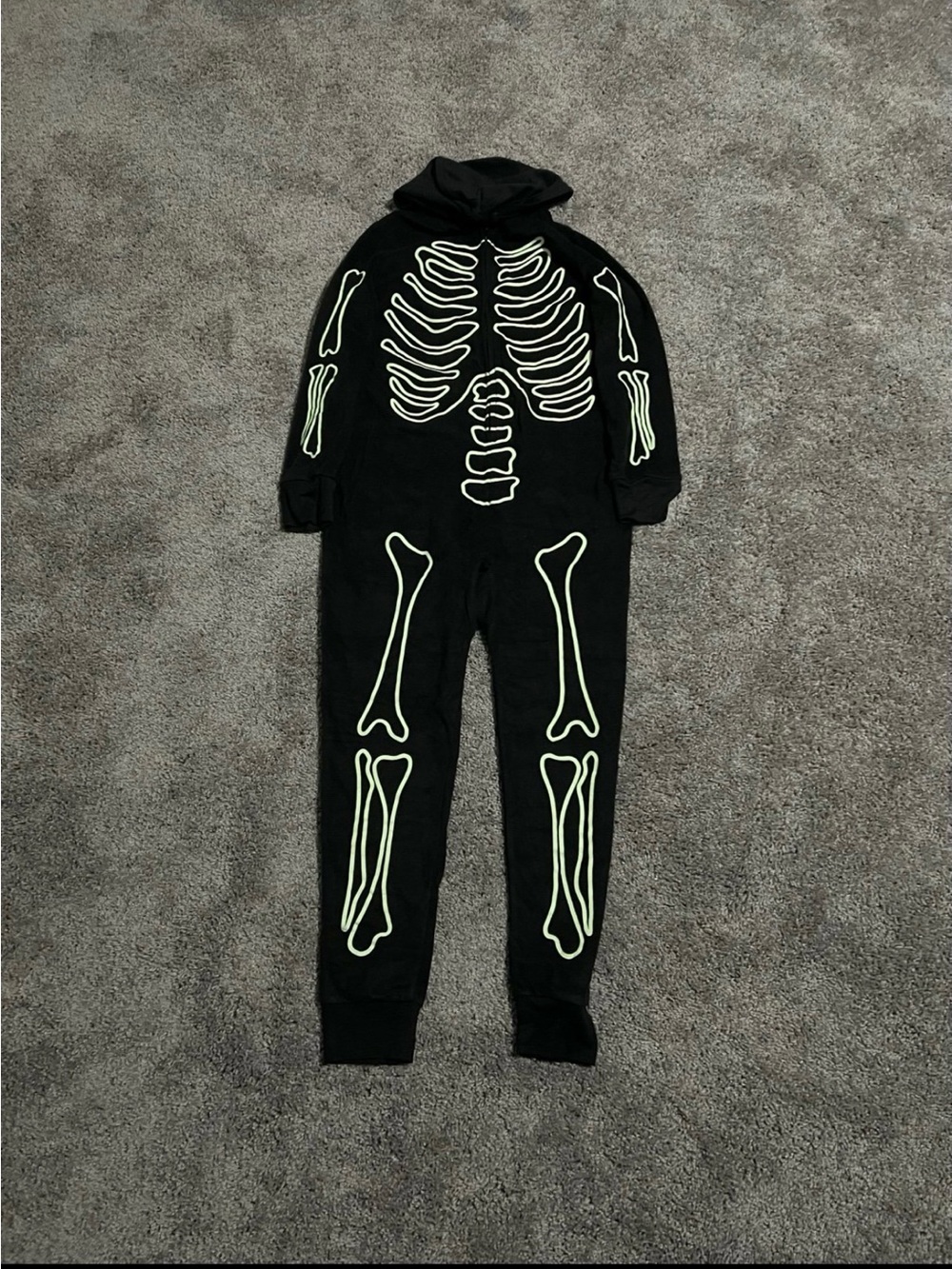 Black Glow Skeleton One-Piece Hoodie - Picture 2 of 2